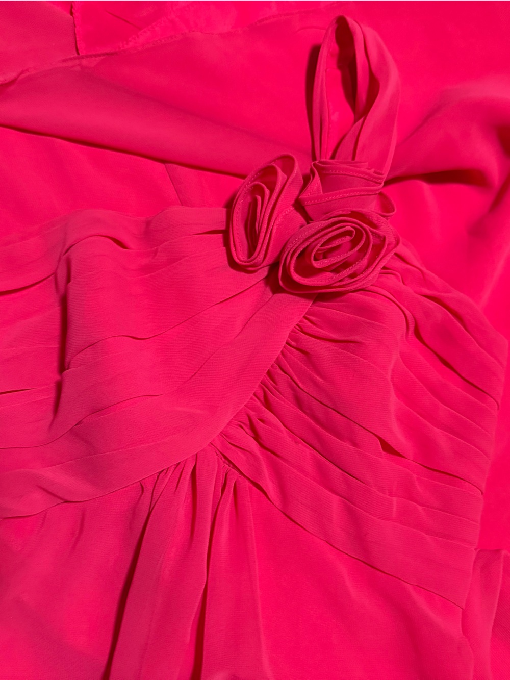 Kanali K One-Shoulder Hot Pink Maxi Dress with Rosette Detail - Picture 4 of 5